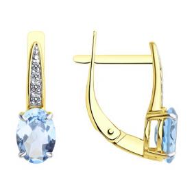Серьги из лимонного золота Diamant 53-320-01933-5 с топазом и фианитом 53-320-01933-5 фото