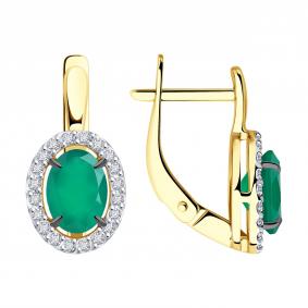 Серьги из лимонного золота Diamant 53-320-02049-6 с фианитом и агатом 53-320-02049-6 фото