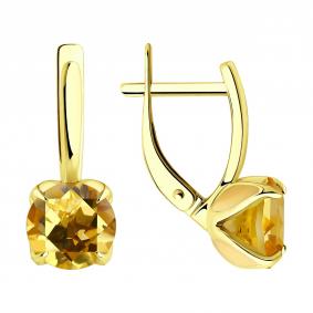 Золотые серьги SOKOLOV 53-320-02058-6 с цитрином и эмалью 53-320-02058-6 фото