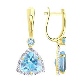 Серьги из лимонного золота Diamant 53-321-00865-1 с топазом и фианитом 53-321-00865-1 фото