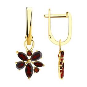 Серьги из лимонного золота Diamant 53-321-01341-1 с гранатом 53-321-01341-1 фото