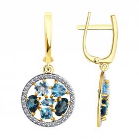 Золотые серьги SOKOLOV 53-321-02388-1 с топазом, фианитом и Лондон топазом 53-321-02388-1 фото