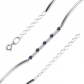 Браслет из белого золота АЛЬКОР 53686-202 с бриллиантом и сапфиром 53686-202 фото