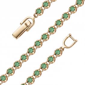 Золотой браслет АЛЬКОР 54642-101 с изумрудом 54642-101 фото