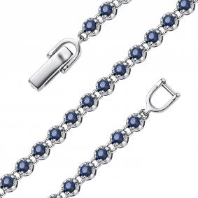 Браслет из белого золота АЛЬКОР 54642-202 с сапфиром 54642-202 фото