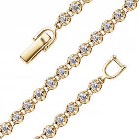 Браслет из лимонного золота АЛЬКОР 54642-300 с бриллиантом 54642-300 фото