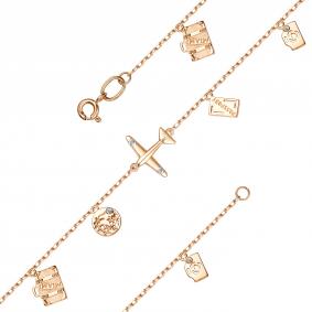 Золотой браслет АЛЬКОР 55172-А00 с бриллиантом 55172-А00 фото