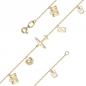 Браслет из лимонного золота АЛЬКОР 55172-В00 с бриллиантом 55172-В00 фото