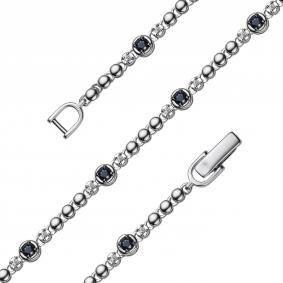 Браслет из белого золота АЛЬКОР 55350-202 с бриллиантом и сапфиром 55350-202 фото