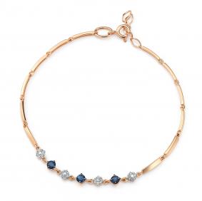 Золотой браслет АЛЬКОР 55983-102 с бриллиантом и сапфиром 55983-102 фото