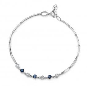 Браслет из белого золота АЛЬКОР 55983-202 с бриллиантом и сапфиром 55983-202 фото