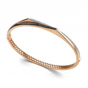 Золотой браслет АЛЬКОР 55988-113 с бриллиантом и чёрным бриллиантом 55988-113 фото