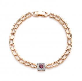 Золотой браслет АЛЬКОР 56868-103 с бриллиантом и рубином 56868-103 фото