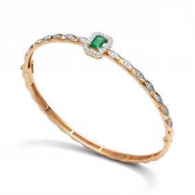 Золотой браслет АЛЬКОР 56876-101 с бриллиантом и изумрудом 56876-101 фото