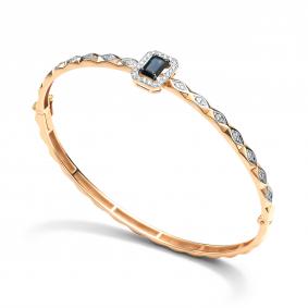 Золотой браслет АЛЬКОР 56876-102 с бриллиантом и сапфиром 56876-102 фото