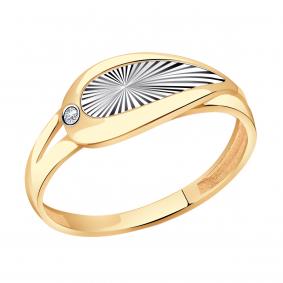 Золотое кольцо Золотые узоры 57-0042 с цирконием 57-0042 фото