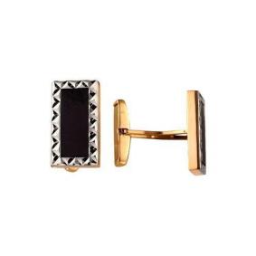 Золотые запонки Караваевская ювелирная фабрика 59-0003 с ониксом 59-0003 фото