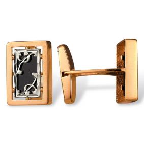 Золотые запонки Караваевская ювелирная фабрика 59-0007 с ониксом 59-0007 фото
