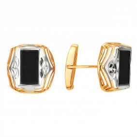 Золотые запонки Караваевская ювелирная фабрика 59-0024 с ониксом 59-0024 фото