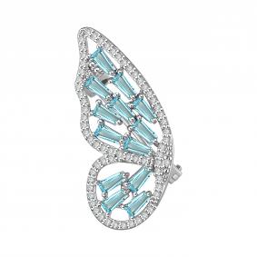 Серебряная брошь TALANT 60-72-000Ч-15627 с фианитом и кварцем 60-72-000Ч-15627 фото