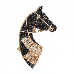 Брошь Символ года Лошадь из золочёного серебра TALANT с кварцем и фианитом 60-7S-0005-17317 60-7S-0005-17317 фото