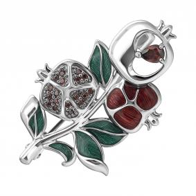 Серебряная брошь TALANT 60-7Э-000W-17137 с фианитом и эмалью 60-7Э-000W-17137 фото