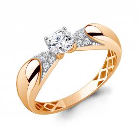 Золотое кольцо AQUAMARINE 600239 с фианитом 600239 фото