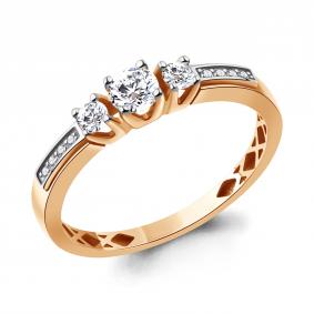 Золотое кольцо AQUAMARINE 600366 с фианитом 600366 фото