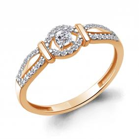 Золотое кольцо AQUAMARINE 600578А с фианитом 600578А фото
