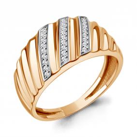 Золотое кольцо AQUAMARINE 600976 с фианитом 600976 фото