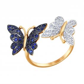 Золотое кольцо SOKOLOV 6012089 с бриллиантом и сапфировым корундом 6012089 фото