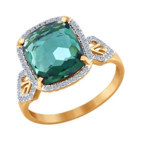 Золотое кольцо SOKOLOV 6014020К с бриллиантом и кварцем 6014020К фото