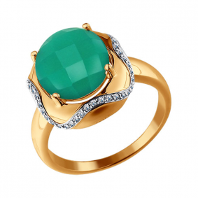 Золотое кольцо SOKOLOV 6014035Х с бриллиантом и хризопразом 6014035Х фото