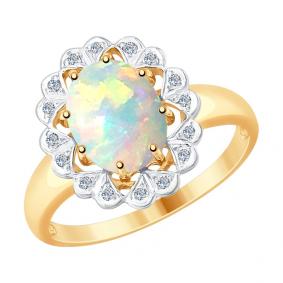 Золотое кольцо SOKOLOV 6014064 с бриллиантом и опалом 6014064 фото