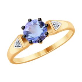 Золотое кольцо SOKOLOV 6014126 с бриллиантом и танзанитом 6014126 фото