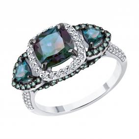 Золотое кольцо SOKOLOV 6014406-3 с бриллиантом и александритом 6014406-3 фото