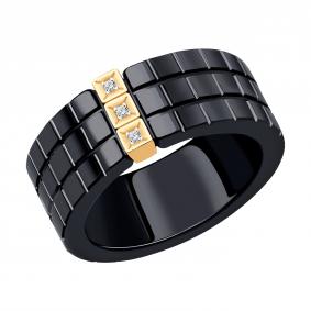 Золотое кольцо SOKOLOV 6015114 с бриллиантом и керамикой 6015114 фото