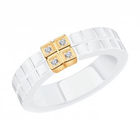 Золотое кольцо SOKOLOV 6015119 с бриллиантом и керамикой 6015119 фото