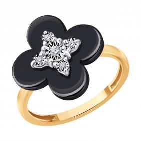 Золотое кольцо SOKOLOV 6015131 с бриллиантом и керамикой 6015131 фото