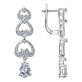 Серьги из белого золота Александра 6020584сб с бриллиантом и сапфировым корундом 6020584сб фото