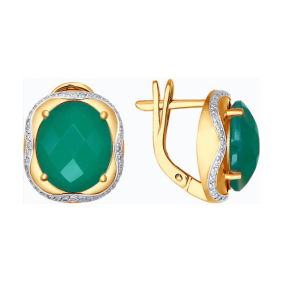 Золотые серьги SOKOLOV 6024035Х с бриллиантом и хризопразом 6024035Х фото