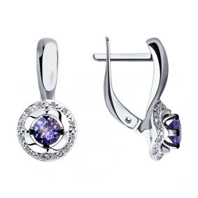 Серьги из белого золота SOKOLOV 6024118-3 с бриллиантом и танзанитом 6024118-3 фото