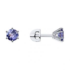 Серьги из белого золота SOKOLOV 6024253-3 с танзанитом 6024253-3 фото