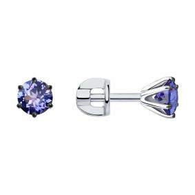 Серьги из белого золота SOKOLOV 6024255-3 с танзанитом 6024255-3 фото