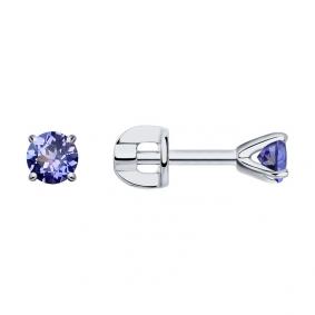 Серьги из белого золота SOKOLOV 6024283-3 с танзанитом 6024283-3 фото