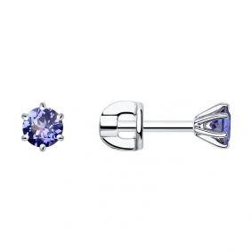 Серьги из белого золота SOKOLOV 6024284-3 с танзанитом 6024284-3 фото