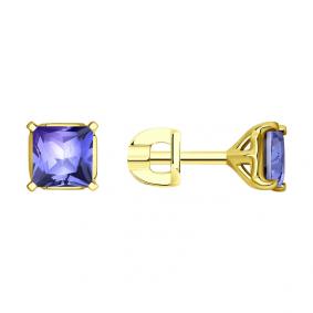 Серьги из лимонного золота SOKOLOV 6024387-2 с танзанитом 6024387-2 фото