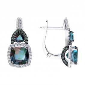 Золотые серьги SOKOLOV 6024504-3 с бриллиантом и александритом 6024504-3 фото