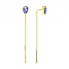 Серьги из лимонного золота SOKOLOV 6024519-2 с танзанитом 6024519-2 фото