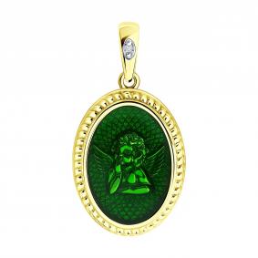 Подвеска из лимонного золота SOKOLOV 6039054-2 с бриллиантом и эмалью 6039054-2 фото